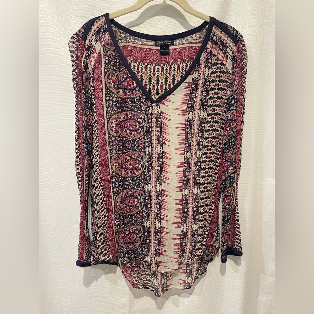 Lucky Brand Multicolor Patterned V-Neck Blouse
